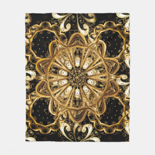 Vintages Muster auf schwarzem Hintergrund mit gold Fleecedecke