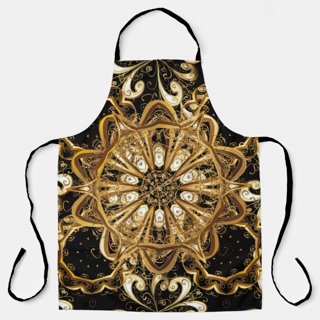 Vintages Muster auf schwarzem Hintergrund mit gold Schürze (Vorderseite)