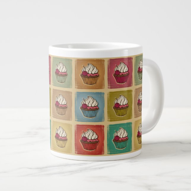 Vintages Muster aus Kuchen Jumbo-Tasse (Vorderseite Rechts)