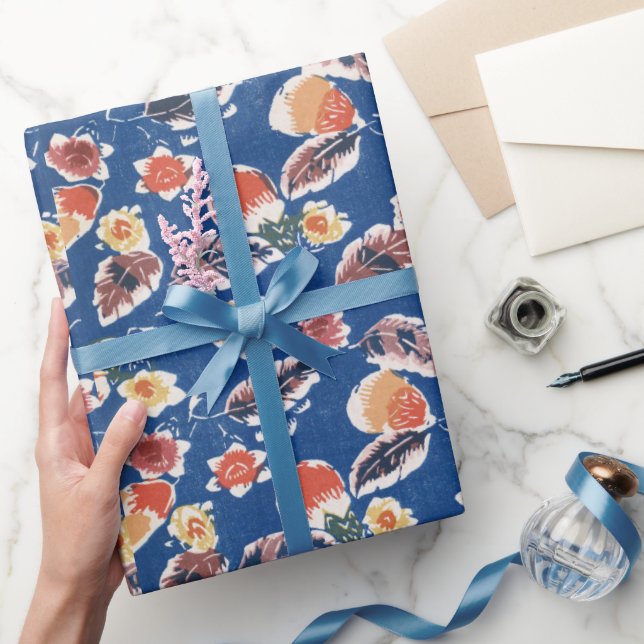 Vintages Muster Bingata: Aubergine Geschenkpapier (Schenken)