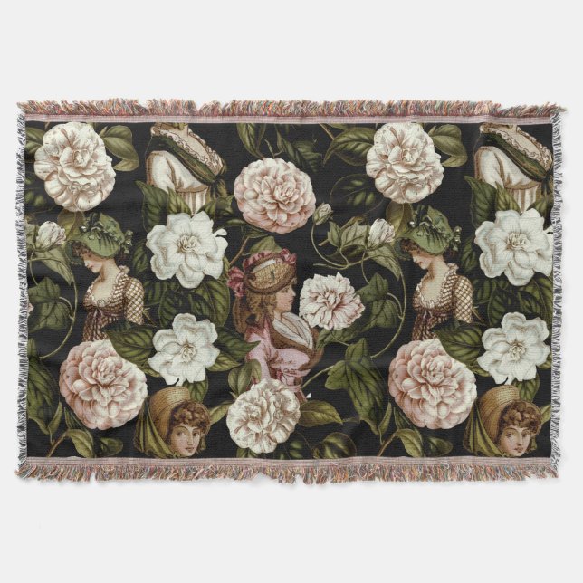 Vintages Muster Damen-Retro Botanical Flower Decke (Vorderseite)