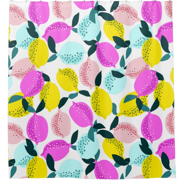 Vintages Muster der handgezogenen Zitronen Duschvorhang (Vorderseite)