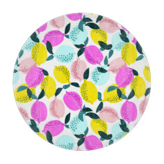 Vintages Muster der handgezogenen Zitronen Schneidebrett