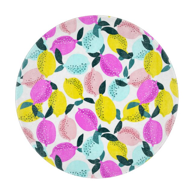 Vintages Muster der handgezogenen Zitronen Schneidebrett (Vorderseite)