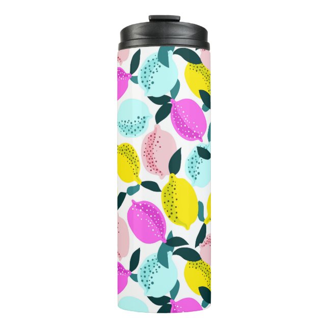 Vintages Muster der handgezogenen Zitronen Thermosbecher (Vorderseite)