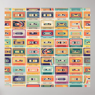 Vintages Muster der Kassettenband im Retro-Design. Poster