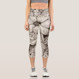 Vintages Muster der Sepia floral (1) Capri Leggings