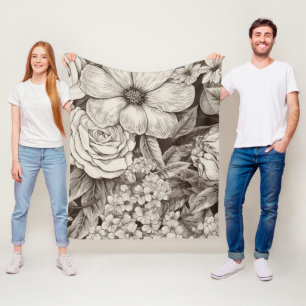 Vintages Muster der Sepia floral (1) Fleecedecke