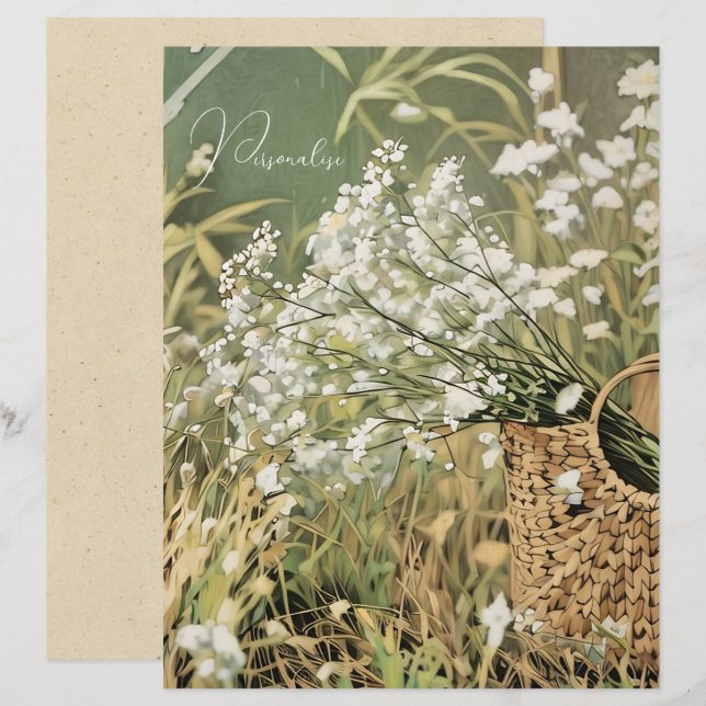 Vintages Muster der weißen Blume Blumenschrift (Vorne/Hinten)