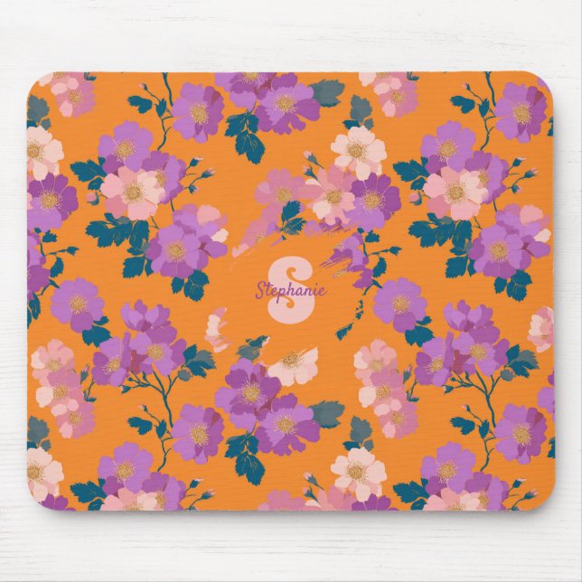Vintages Muster der wilden Rose Mousepad (Vorne)