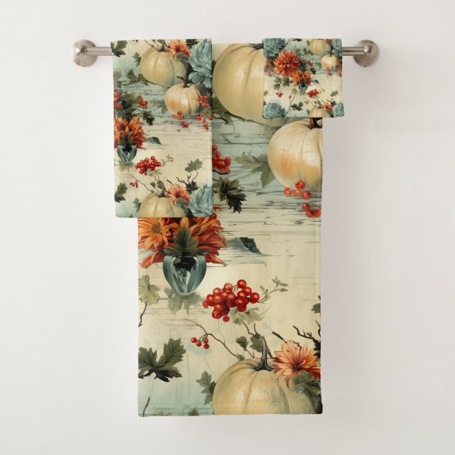 Vintages Muster des Erntedanks (1) Badhandtuch Set (Insitu)