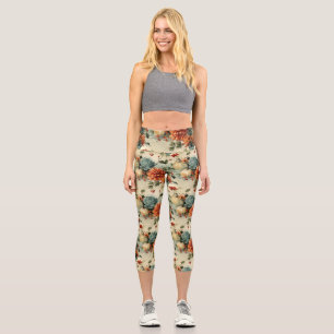 Vintages Muster des Erntedanks (1) Capri Leggings