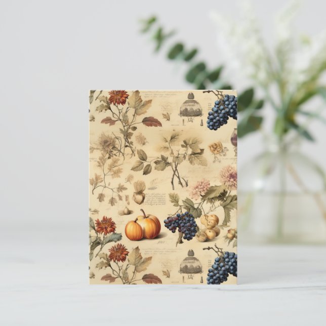 Vintages Muster des Erntedanks (4) Postkarte (Stehend Vorderseite)