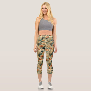Vintages Muster des Erntedanks (6) Capri Leggings