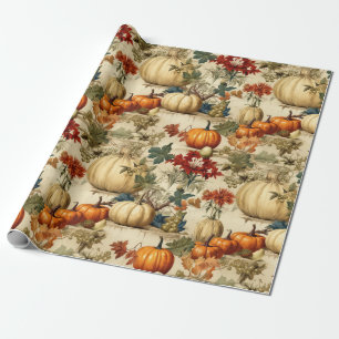 Vintages Muster des Erntedanks mit Blumenmuster (1 Geschenkpapier