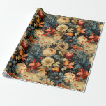 Vintages Muster des Erntedanks mit Blumenmuster (1 Geschenkpapier<br><div class="desc">Dieses Verpackungspapier ist eine harmonische Mischung aus Vintagen botanischen Stoffen und dem skurrilen Charme von Squashmustern. Es bringt die Schönheit der Natur in die Fingerspitzen und schafft so eine visuelle Symphonie. Bestelle noch heute!</div>