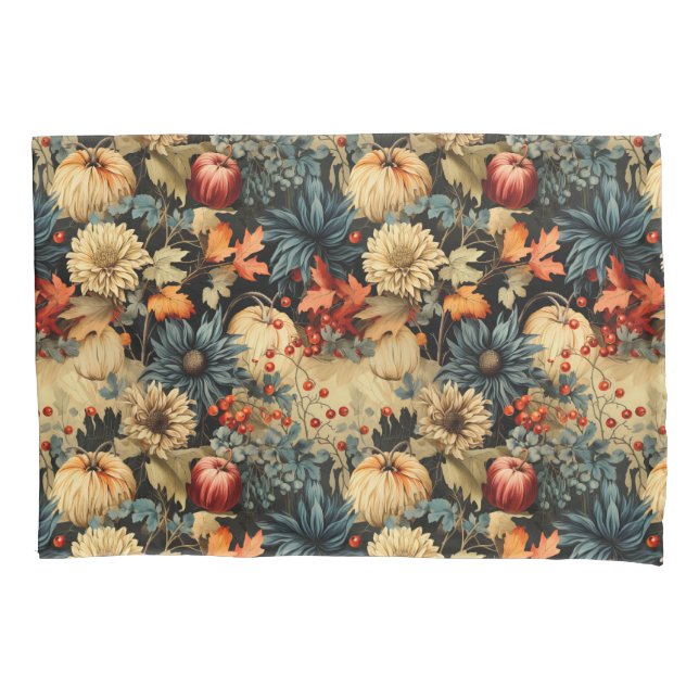 Vintages Muster des Erntedanks mit Blumenmuster (1 Kissenbezug (Vorderseite-Links)