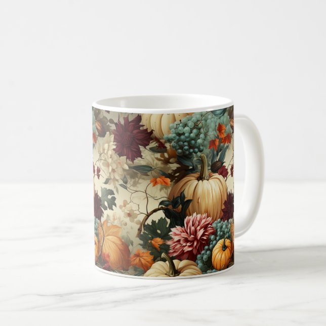 Vintages Muster des Erntedanks mit Blumenmuster (8 Kaffeetasse (VorderseiteRechts)