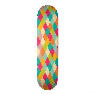 Vintages Muster des Harlekins Skateboard