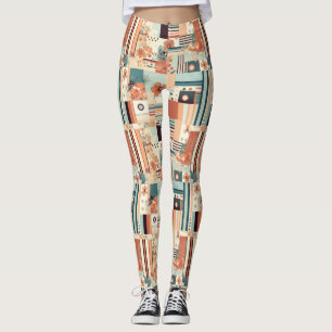 Vintages Muster für Blumen und Kameras (4) Leggings