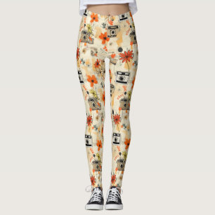 Vintages Muster für Blumen und Kameras (5) Leggings