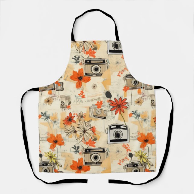 Vintages Muster für Blumen und Kameras (5) Schürze (Vorderseite)