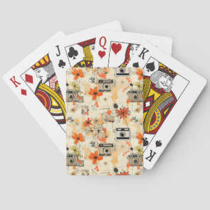 Vintages Muster für Blumen und Kameras (5) Spielkarten