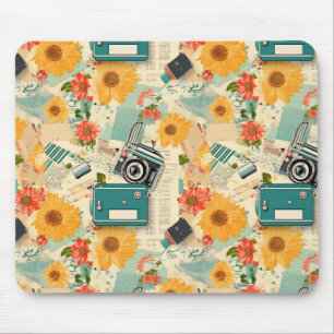 Vintages Muster für Blumen und Kameras (8) Mousepad