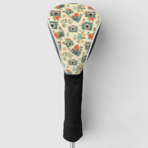 Vintages Muster für Blumen und Kameras Golf Headcover