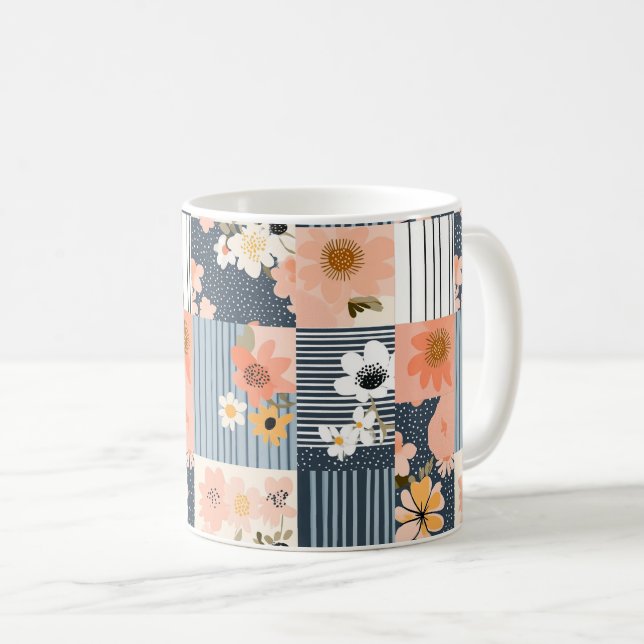 Vintages Muster für Blumenmuster - Pastell (3) Kaffeetasse (VorderseiteRechts)