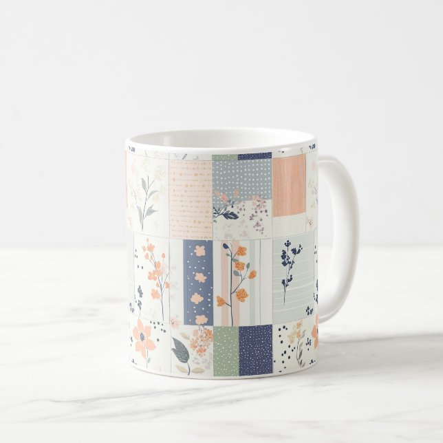 Vintages Muster für Blumenmuster - Pastell (4) Kaffeetasse (VorderseiteRechts)