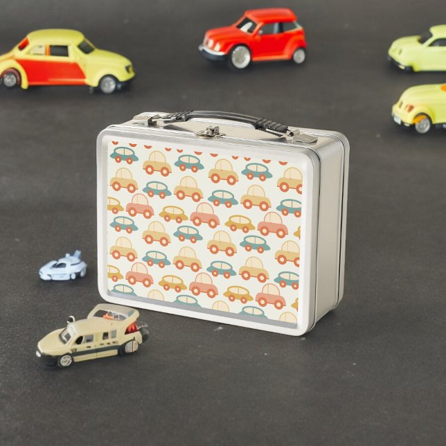 Vintages Muster für mehrfarbige Autos Metall Brotdose (Lunchbox )