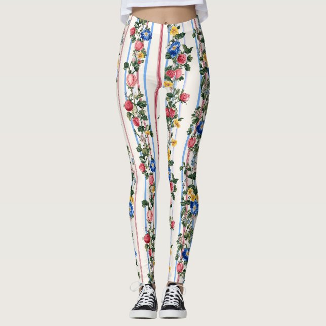 Vintages Muster für vertikale Erdbeeren Leggings (Vorderseite)