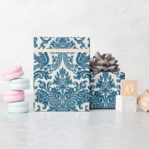 Vintages Muster für Wasserfarben Blau und Weiß Geschenkpapier