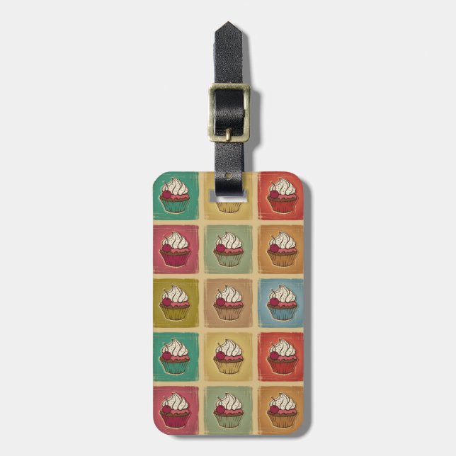 Vintages Muster gemacht von den kleinen Kuchen Gepäckanhänger (Vorderseite vertikal)