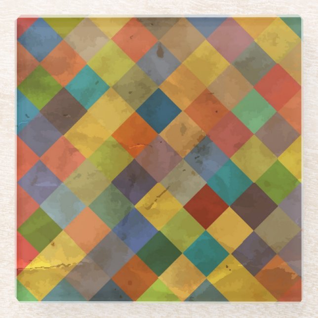 Vintages Muster. Geometrisch. Glasuntersetzer (Vorderseite)