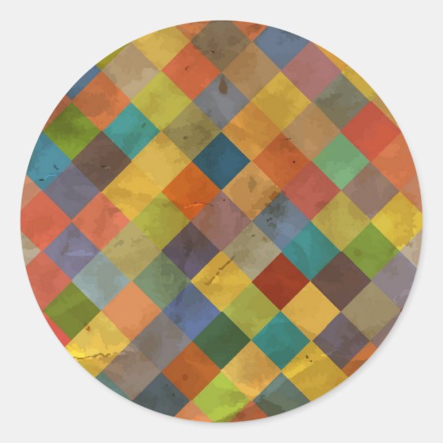 Vintages Muster. Geometrisch. Runder Aufkleber (Vorderseite)