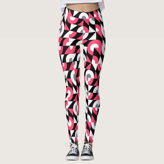 Vintages Muster: Geometrisches Abstraktes Muster Leggings (Vorderseite)