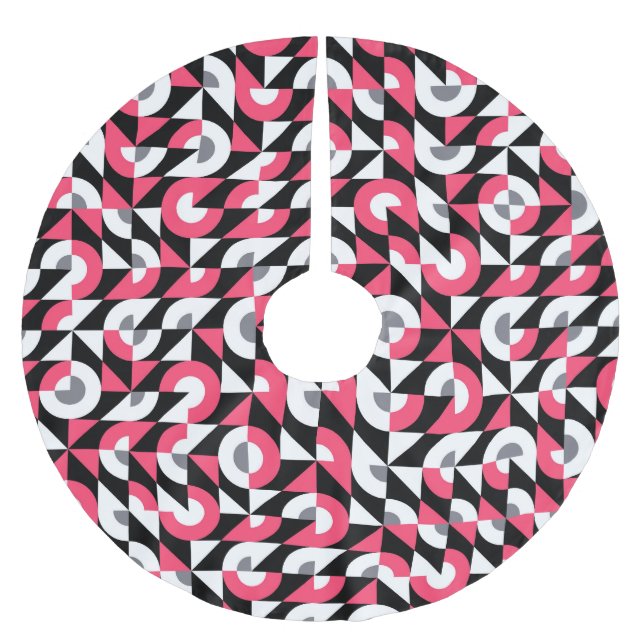 Vintages Muster: Geometrisches Abstraktes Muster Polyester Weihnachtsbaumdecke (Vorderseite)