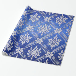 Vintages Muster-Gewebe-Blau Geschenkpapier