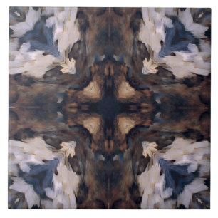 Vintages Muster in Beige, Braun, Weiß und Blau Fliese