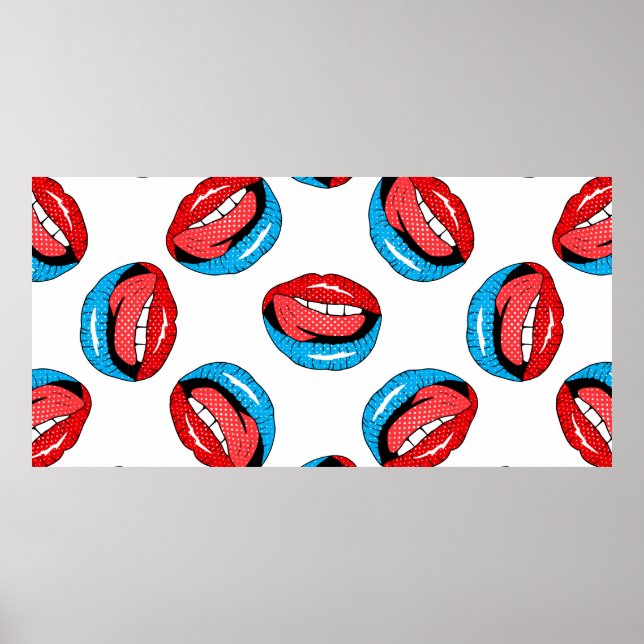 Vintages Muster mit Cartoon-Pflaster-Abzeichen mit Poster (Vorne)