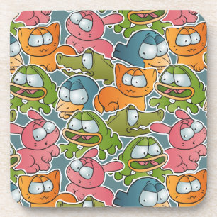 Vintages Muster mit Cartoontieren Getränkeuntersetzer