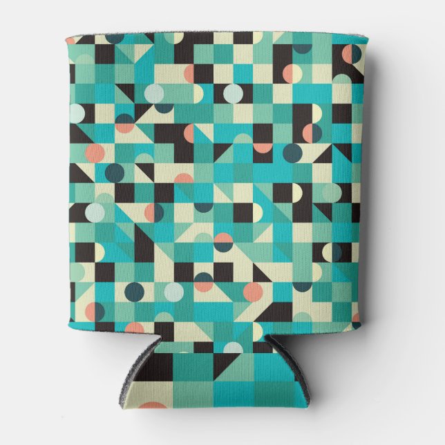 Vintages Muster mit Dreiecken und Kreisen. Dosenkühler (Vorderseite)