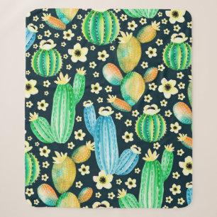 Vintages Muster mit Sukkulenten. Aquarellkaktus Sherpadecke