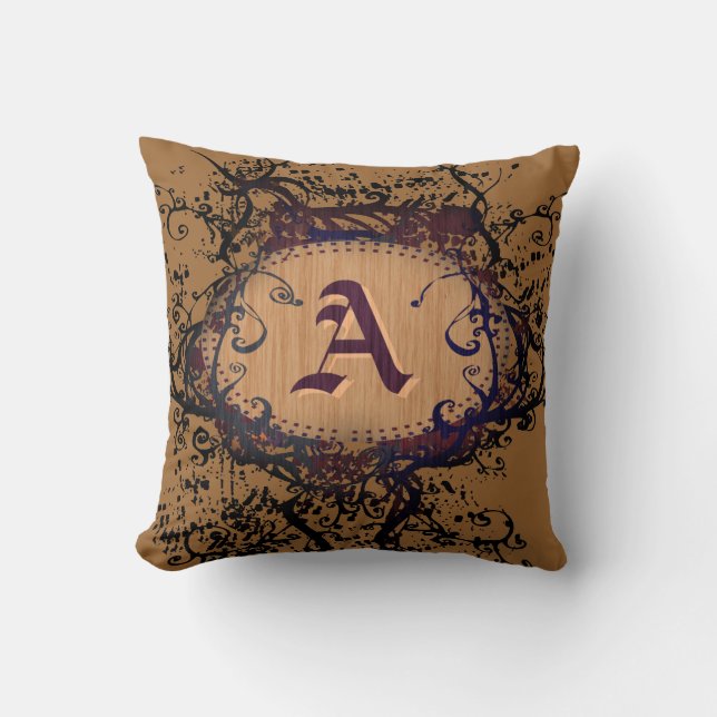 Vintages Muster Monogramm A Kissen (Vorderseite)