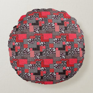 Vintages Muster nahtloser Patchwork Rundes Kissen