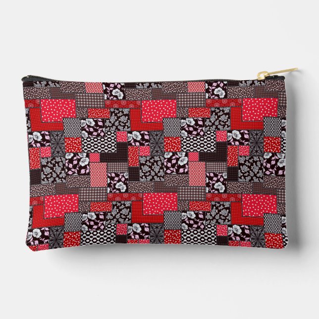 Vintages Muster nahtloser Patchwork Zubehörtasche (Rückseite)