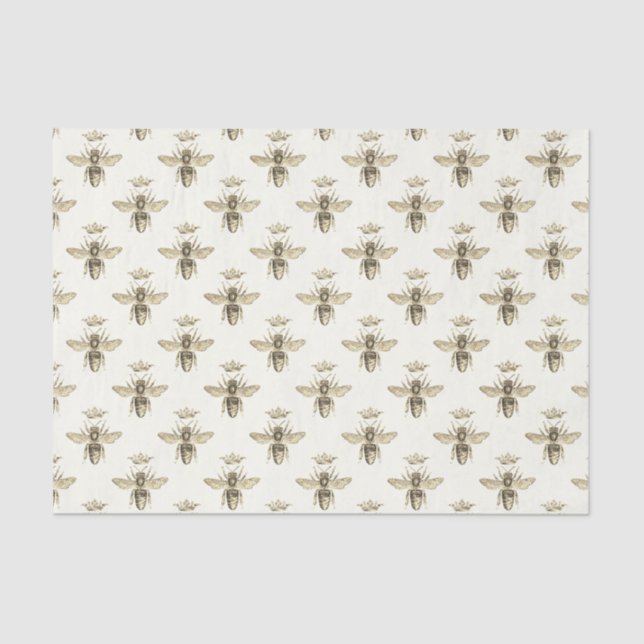 Vintages Muster Queen Bee mit mittelalterlicher Kr Seidenpapier (Vorderseite)