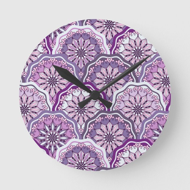 Vintages Muster Runde Wanduhr (Vorderseite)